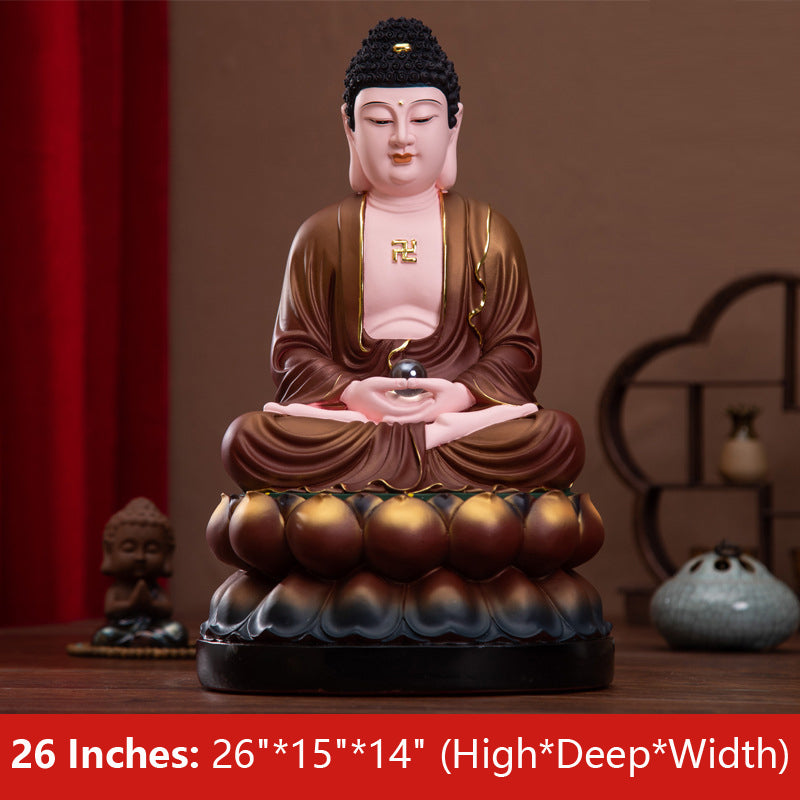 Buddha Shakyamuni Sculpture, Antique Color Resin Material 26 inches 66CM*38CM*36CM