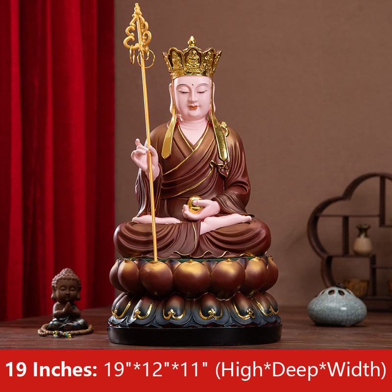 Ksitigarbha Bodhisattva, Earth Womb, Dayuan Dizang Pusa Statue, Antique Color Resin Material 19 inches 48CM*28CM*26CM