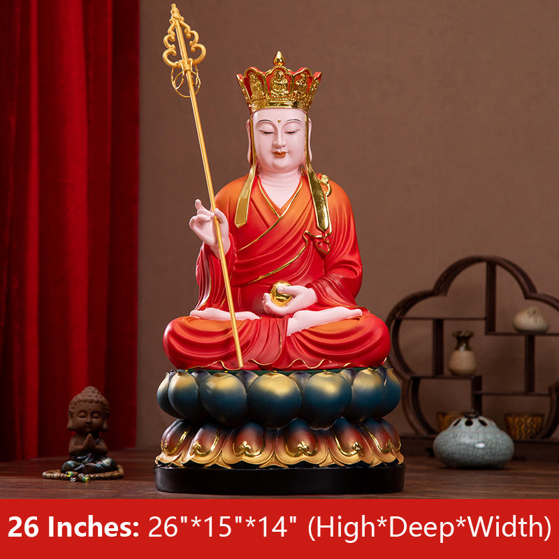 Ksitigarbha, Dizang Wang Bodhisattva Buddha Statue, Red Clothes Resin Material 26 inches 66CM*38CM*36CM