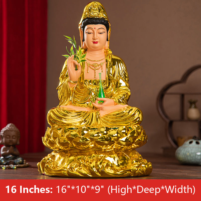 Chinese Buddhist Goddess Kuan Yin Statue 16 Inches: 16"*10"*9" (High*Deep*Width) 38CM*24CM*22CM