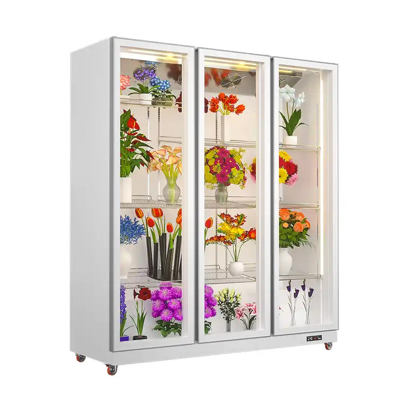 Commercial Floral Coolers Swinging 3 door Floral Display Refrigerators Color White