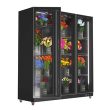 Load image into Gallery viewer, Commercial Floral Coolers, Swinging 3-door Floral Display Refrigerators Price, Black,115V/60 Hz,1860*600*1980mm

