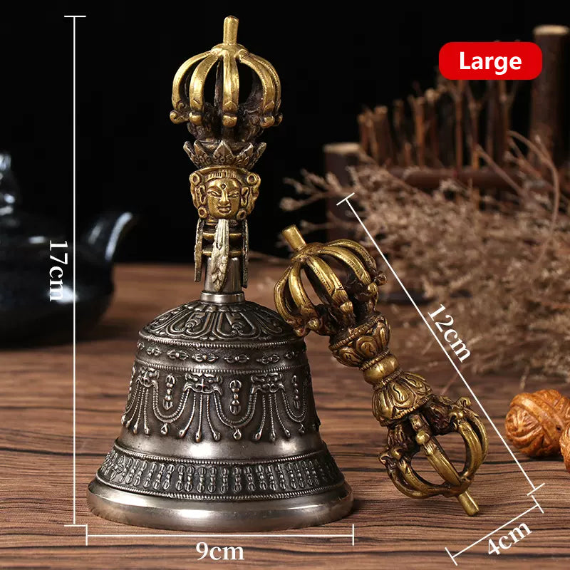 Tibetan Handmade Bell and Dorje Vajra Set Large Size