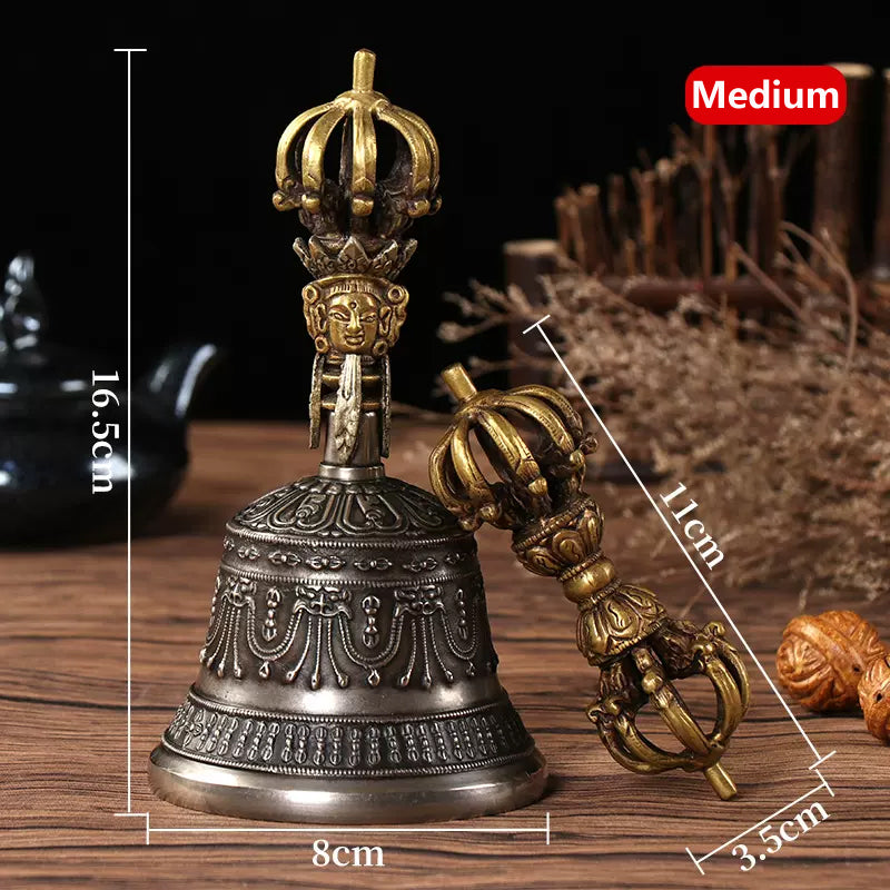 Tibetan Handmade Bell and Dorje Vajra Set Medium Size