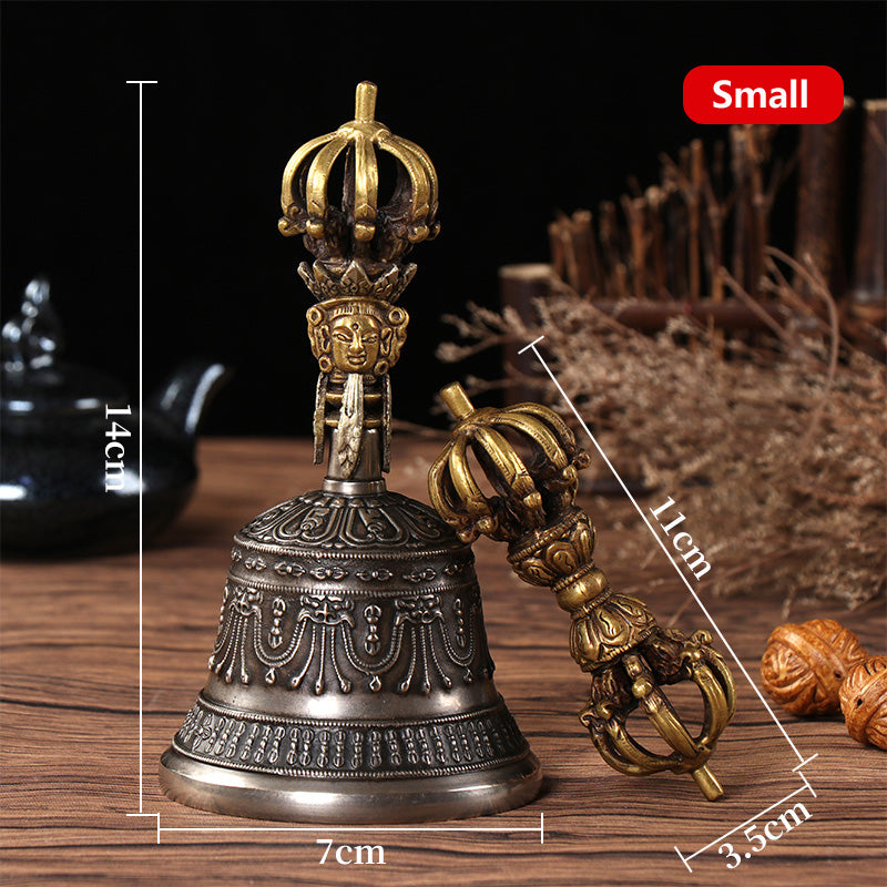 Tibetan Handmade Bell and Dorje Vajra Set Small Size
