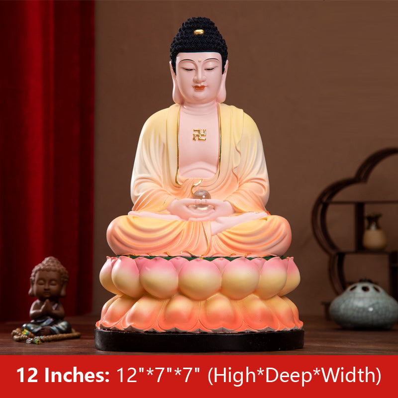 Buddha Shakyamuni Statue, Pastel Resin Material 12 inches 30CM*17CM*17CM