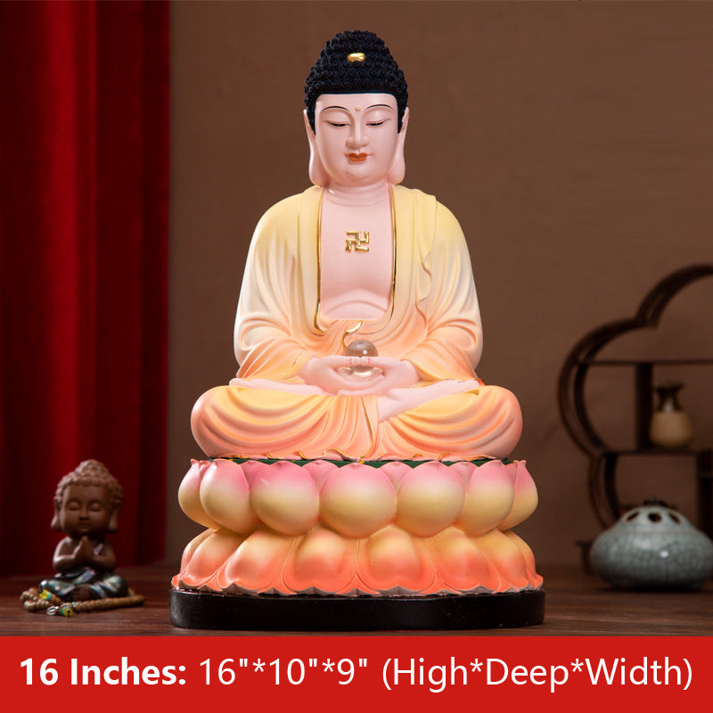 Buddha Shakyamuni Statue, Pastel Resin Material 16 inches 38CM*24CM*22CM