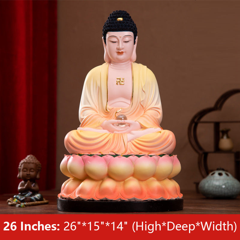 Buddha Shakyamuni Statue, Pastel Resin Material 26 inches 66CM*38CM*36CM