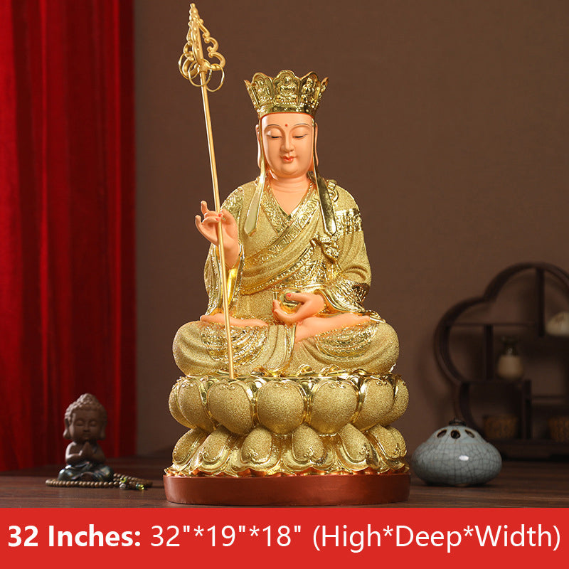  Earth Treasury, Buddha ksitigarbha Statue, Sand Gold Resin Material 32 inches 88CM*46CM*45CM