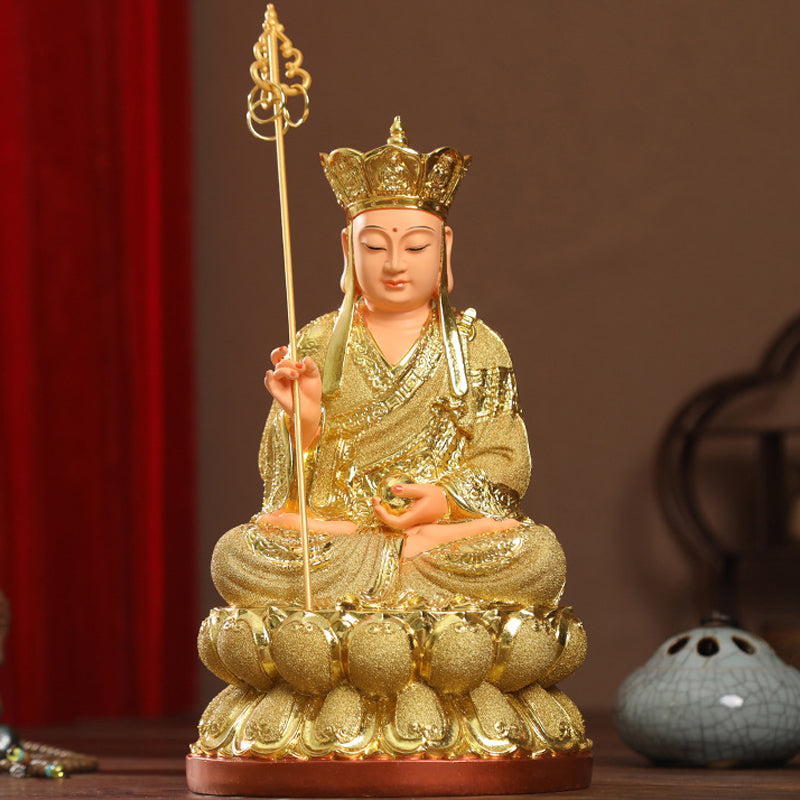 Earth Treasury, Buddha ksitigarbha Statue for Sale, Sand Gold Resin Material, Offerings
