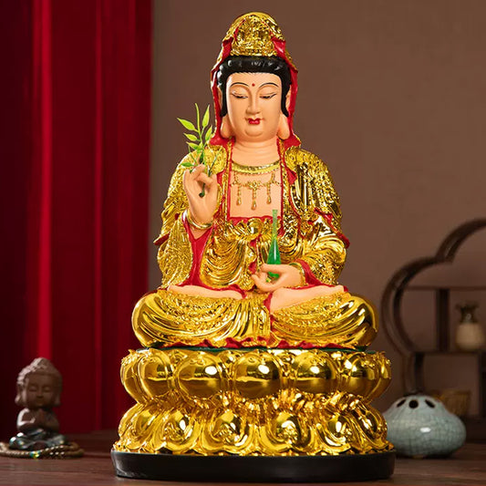 GuanYin Buddha Statue for Sale, Goddess of Mercy Statue, Resin Gilding Material, Offerings
