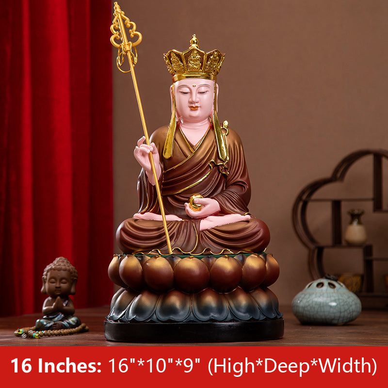 Ksitigarbha Bodhisattva, Earth Womb, Dayuan Dizang Pusa Statue, Antique Color Resin Material 16 inches 38CM*24CM*22CM