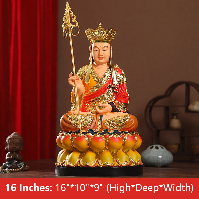 Ksitigarbha in Tibetan Buddhism Buddha Statue, Colorful Resin Material 16 inches 38CM*24CM*22CM