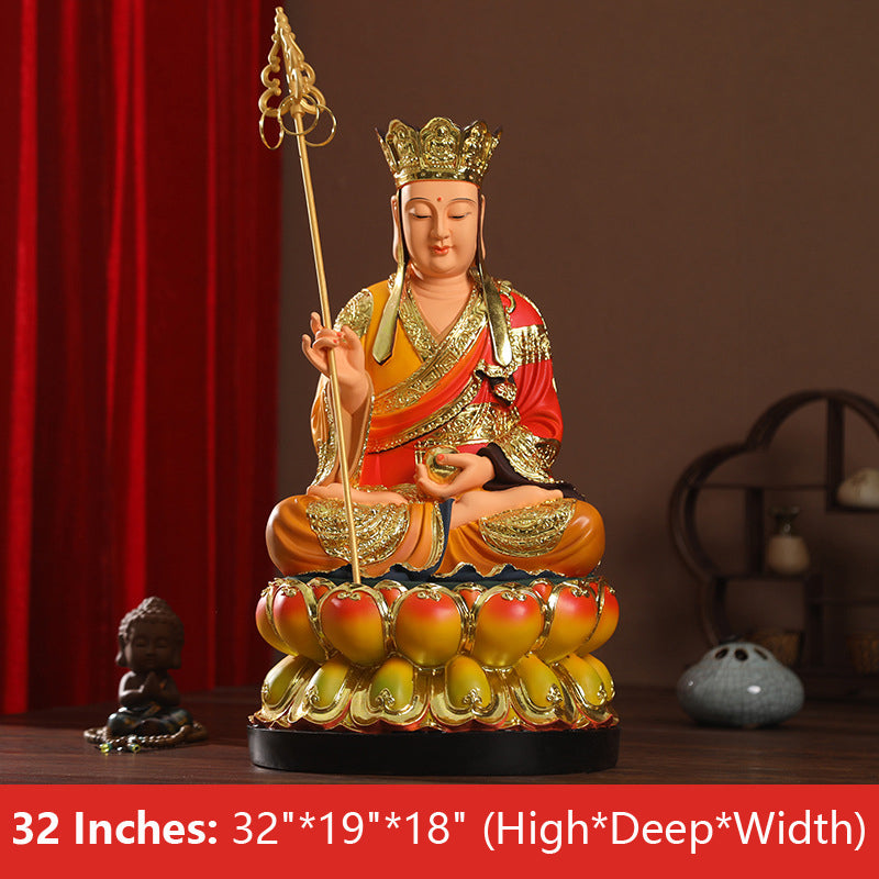 Ksitigarbha in Tibetan Buddhism Buddha Statue, Colorful Resin Material 32 inches 88CM*46CM*45CM