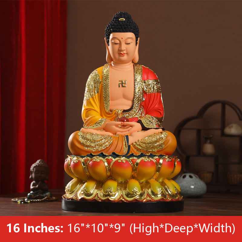  Namo Shakyamuni Buddha Statue, Colorful Resin Material 16 inches 38CM*24CM*22CM