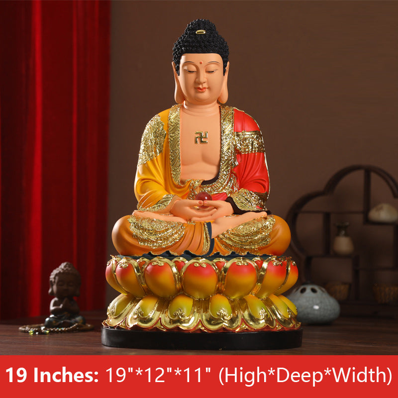 Namo Shakyamuni Buddha Statue, Colorful Resin Material 19 inches 48CM*28CM*26CM