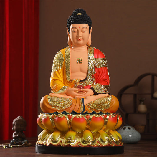 Namo Shakyamuni Buddha Statue for Home, Colorful Resin Material, Offerings
