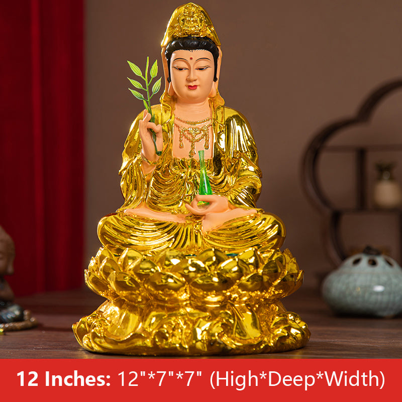 Chinese Buddhist Goddess Kuan Yin Statue 12 Inches: 12"*7"*7" (High*Deep*Width) 30CM*17CM*17CM