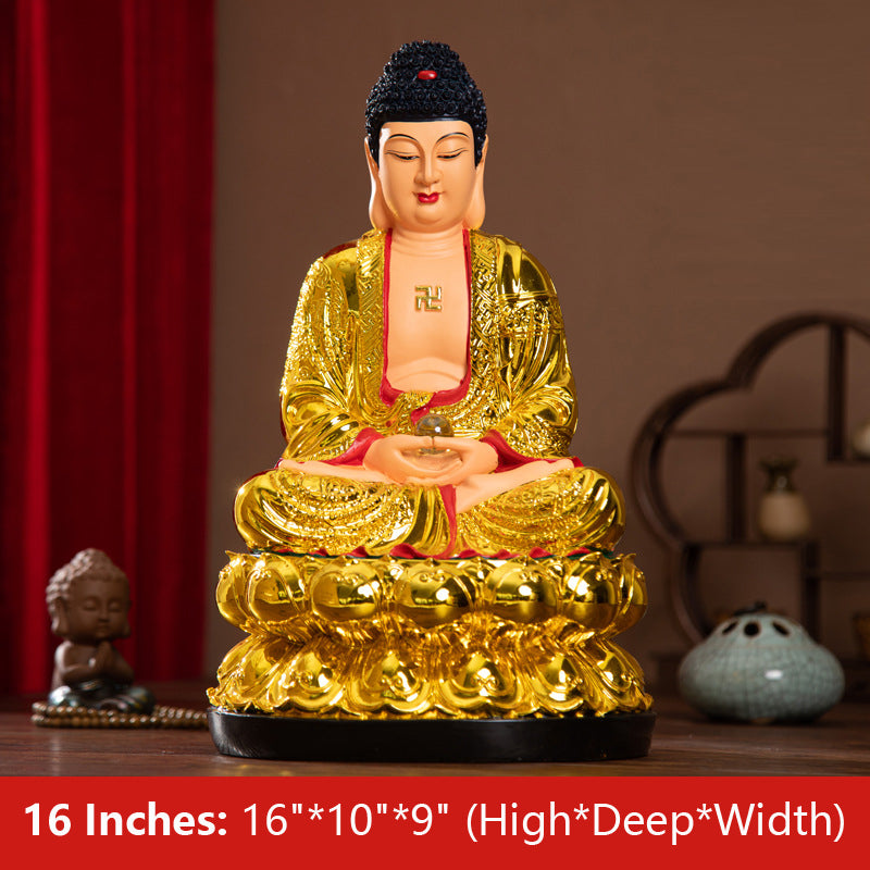 Shakyamuni Buddha Statues Resin Gilding Material 16 inches 38CM*24CM*22CM