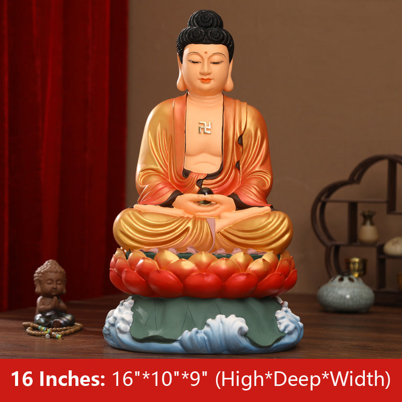 Siddhartha Gautama, Shakyamuni Buddha Statue, Golden Blessed Clothes Resin Material 16 inches 38CM*24CM*22CM